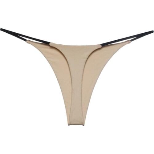 UNWE Thin Strappy Women Thongs and G Strings Plus Size Low Rise Female Tanga Cotton Bikini Underwear S-XL