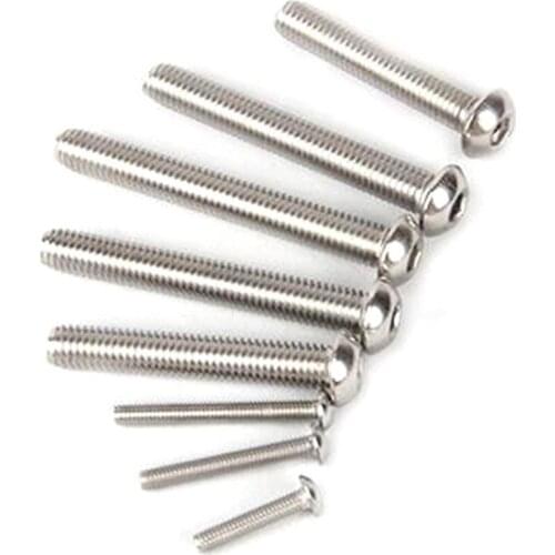 50pcs/Lot 304 Stainless Steel Round Head Mushroom Cap Hex Socket Screws Bolts M2 M3 M4 M5 M6 M8