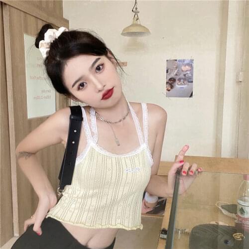 Women Corset Tops 2021 Summer Halter Spaghetti Straps Vest Female Tank Camis Crop Top For Women
