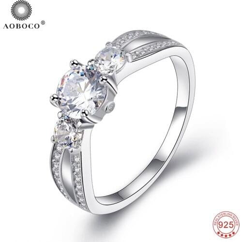 925 Silver Ring Women Wedding Engagement Promise Rings Crystal Stone Fine Jewellery Accesoires Zircon Silver Rings Love Gifts