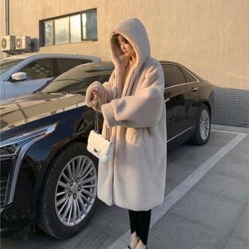 Winter Coat Women 2020 Solid Hooded Faux Fur Jacket Warm Thick Fashion Loose Plush Ladies Coat Long Coat Women Plus Size Jacket