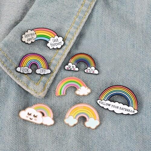 Personality rainbow bridge pin rainbow cloud badge oil drop brooch denim bag jewelry