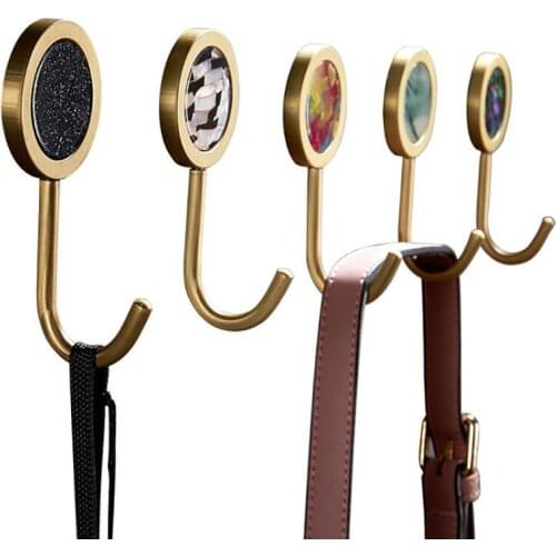1PC Copper Colorful Hanging Hooks Decorative Hook Wall Mounted Key Bags Hat Robe Hooks Rack Bathroom Towel Clothes Peg Hanger