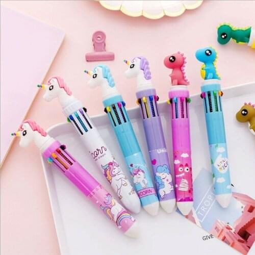 10 Colors Cute Animal Cartoon Ballpoint Pen School Office Supply Stationery Multicolored Pens Colorful Writing Tool School Suppl