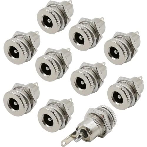 10Pcs DC-099 5.5X2.1mm / 5.5x2.5mm DC Power Socket Jack Female Panel Mount Connector 5.5*2.1/5.5*2.5 DC099 DC Power Jack Adapter