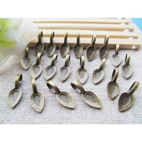 100pcs Antique Silver tone/Antique Bronze Raindrop Base Bails Beads Connector Pendant Cham Finding,Fit Charm Bracelet Necklace