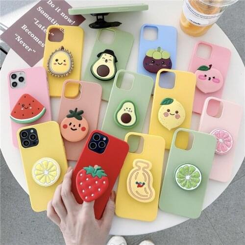 3D Avocado Stand Phone Case For iPhone 12 Pro Max Protective shell Bracket cover For iPhone 11 X XS Max XR 6 6S 7 8 Plus Cases