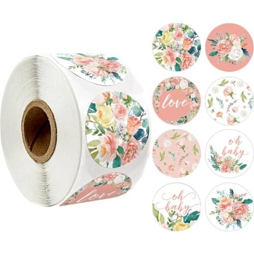 500 Pcs Pink Thank You Stickers Rolls with Flower Sticker Seal for School Classroom Teacher Rewards Children with Gift Stickers