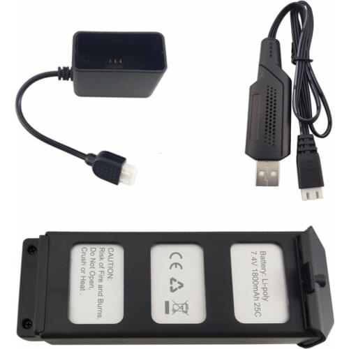 7.4V 1800mAh Battery With USB Charging Cable For MJX B5W Bugs 5W F20 Brushless RC Quadcopter Battery Accessories