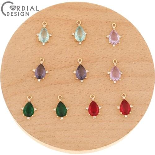 Cordial Design 50Pcs 11*16MM Jewelry Accessories/CZ Charms/DIY Making/Crystal Pendant For Necklace/Hand Made/Earring Findings