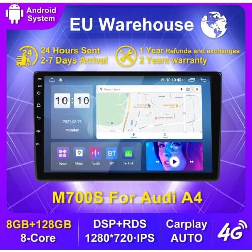 Carplay+Auto Car Radio Stereo 2 Din Android 10 Autoradio For Audi A4 B6 S4 RS4 SEAT Exeo 2 Multimedia Navigation GPS WIFI BT