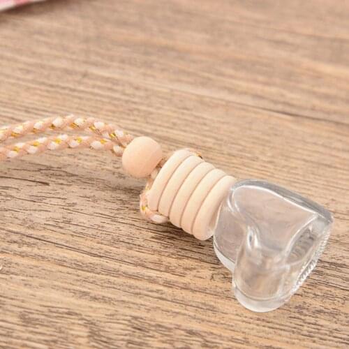 Heart Shape Car Air Freshener Perfume Empty Glass Bottle Hanging Decoration