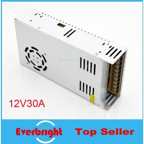 Free Shipping 12V 30A 360W Switch Power Supply Switching Driver for LED Strip Light Display 110V-220V Hot Sale
