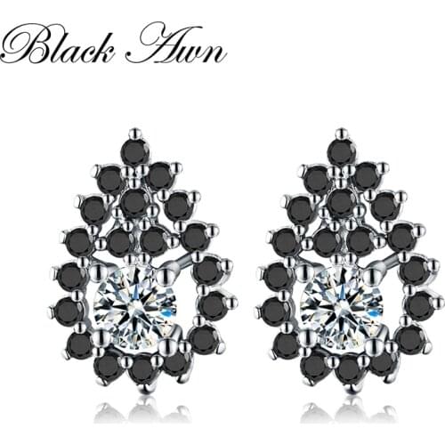 BLACK AWN Vintage 925 Sterling Silver Fine Jewelry Engagement Earrings for Women Wedding Earring T173