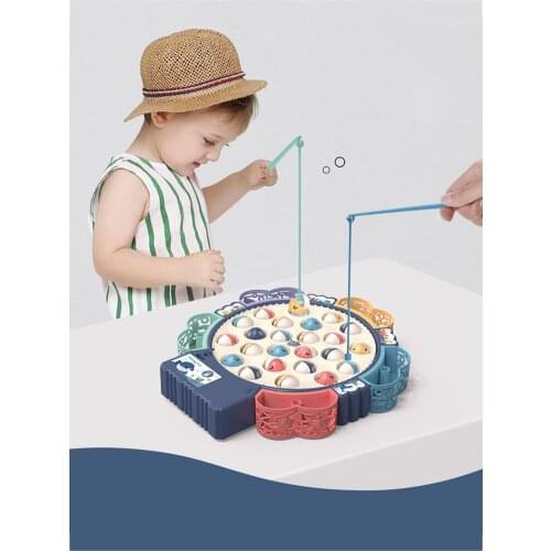 Children Puzzle Fishing Toy Electric Rotation Magnetic Fishing Game Multi Function Music Rotation Parent Child Interaction Gift