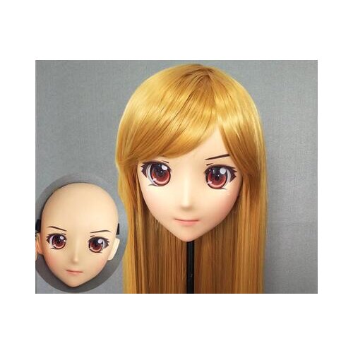 DM150) Female Sweet Girl Resin Half Head Kigurumi Mask With BJD Eyes Cosplay Japanese Anime Role Lolita Mask Crossdress Doll