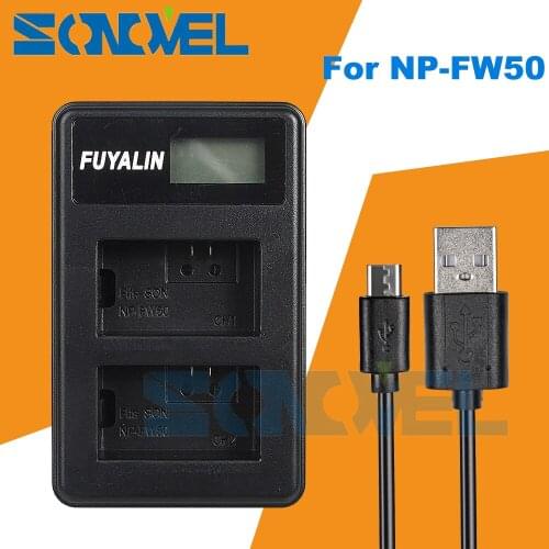 USB LCD Dual Battery Charger For Sony NP-FW50 NEX 7 F3 6 5N 5R 5T A7S A7R A7 II A7RII A3100 A5000 A5100 A6000 A6100 A6300 A6500