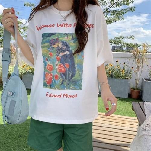 T Shirt Letter Print Vintage T-shirt Streetwear Oversize tops женские футболки Clothes Short Punk Gothic Tshirt Harajuku Sleeve