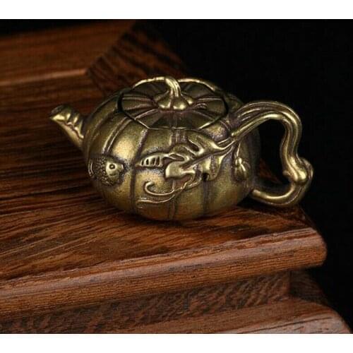 Chinese Brass Retro Ornaments Collection Antique small copper pot Crafts MINI