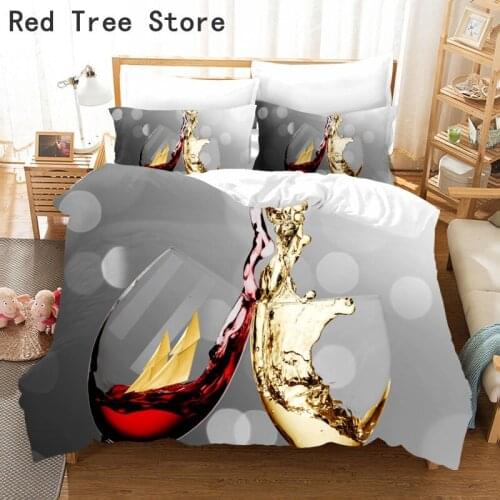 Cheers Red Wine Glass 3d Bedding Set Festival Toast Celebration Duvet Cover Bed Linen with 1/2pc Pillowcase No Sheet Drop Ship
