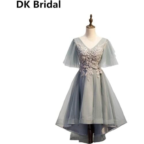 Short Prom Dresses Robe De Soiree 2019 Short Front and Long Rear Cocktail Dresses Elegant Formal Dresses Wedding Guest Gown