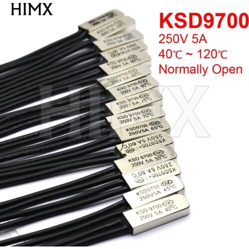 KSD9700 5A250V 40~120 Degree Celsius (N.O.) Normally Open Bimetal Disc Temperature Switch Thermostat Thermal Protector Bracket