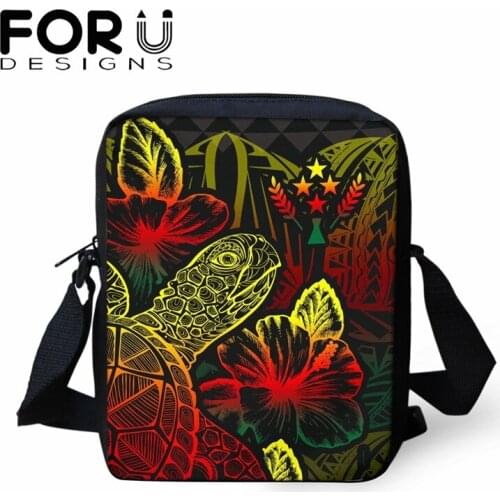 FORUDESIGNS Hot Fashion Shoulder Messenger Bags for Polynesian Kosrae Hibiscus with Turtle Women Small Crossbody Bags Lady Purse