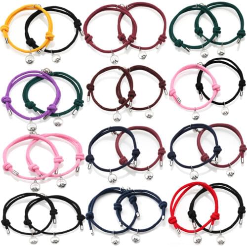 2Pcs Minimalist Magnetic Couple Bracelet Braided Rope Lover Friendship Matching Distance Bracelet Lovers Valentine Gift Jewelry