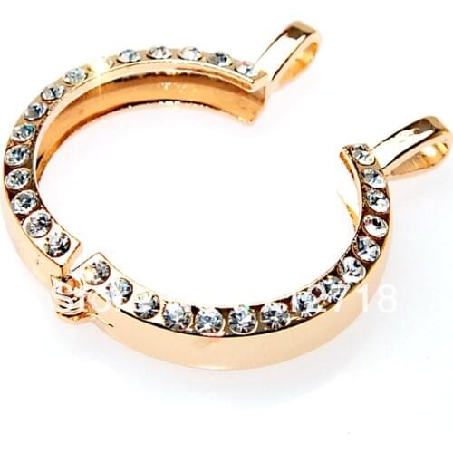 Miasol 2 Pcs Golden/Silver Plated Round Crystal Pendant Quoins Hangers Necklace Pendants For Diy Jewelry Making