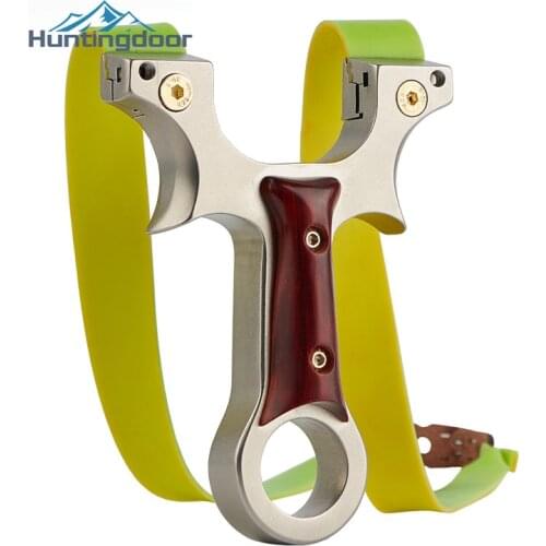 Thunder Slingshot 360 Stainless Steel mini 10.5cm Powerful flat leather Rubber Bands Steel Balls for Outdoor Shooting Games