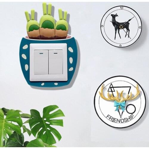 Cartoon Switch Stickers Switch Protective Cover Living Room 3D Silicone Simple Modern Luminous Wall Stickers Socket Decoration