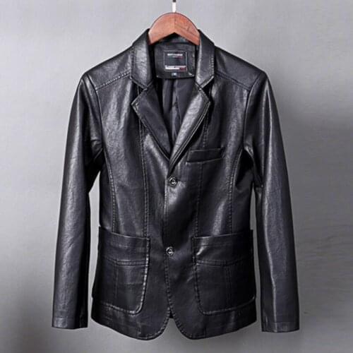 Menswear 2019 Leather Jacket Spring and Autumn Business and Leisure Men PU leather jacket Suit Plus Size 7XL Mens jacket coat