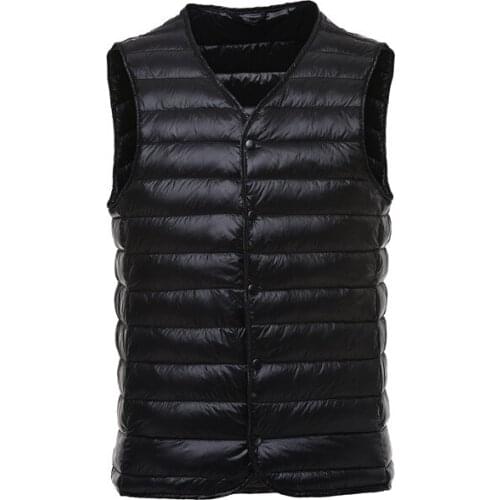 Mens Sleeveless Packable Jackets Winter Ultralight White Duck Down Vests Men Male Slim Warm Waistcoat Puffer Waistcoats VT-213