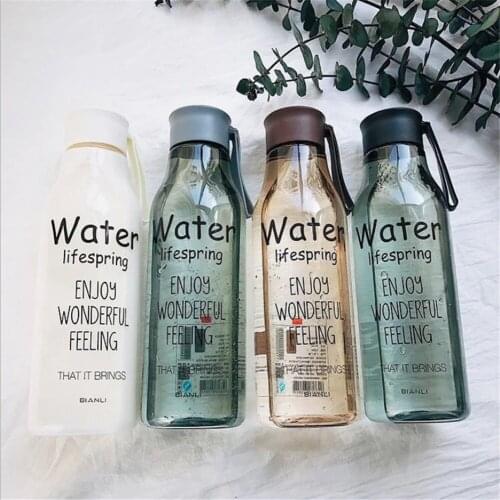 Plastic water bottle summer portable male and female students bottle soft cute water cup ins Korean version handy cup gifts