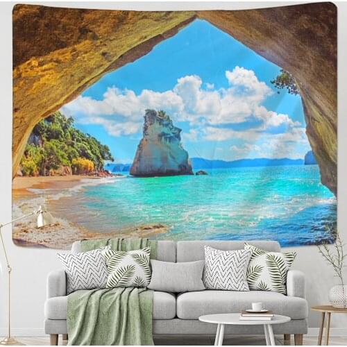 Beach Tapestry Wall Hanging Natural Scenery Psychedelic Witchcraft Bohemian Hippie TAPIZ Dormitory Home Decor