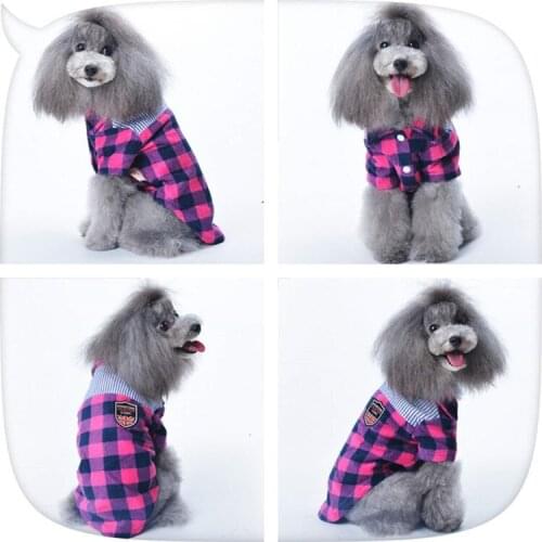 Pet clothes Teddy puppy clothes pet clothing autumn/winter new rocker velvet grid shirt