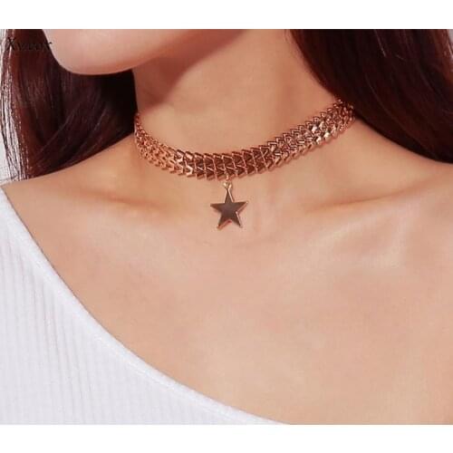 Punk hyperbole personality letter chain five-pointed star pendant necklace necklace female