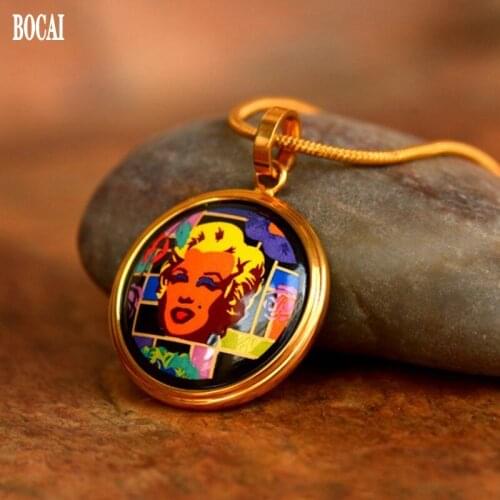 Mirage Monroe S new cloisonne jewelry enamel 26mm round necklace pendant for woman fashion ethnic style woman pendant with chain