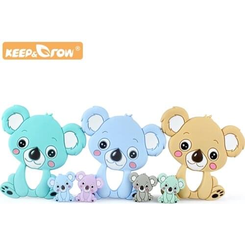 Keep&Grow Koala Silicone bead Baby Teether Food Grade Baby Teething Necklace Rodents DIY Pacifier Clip Baby Products