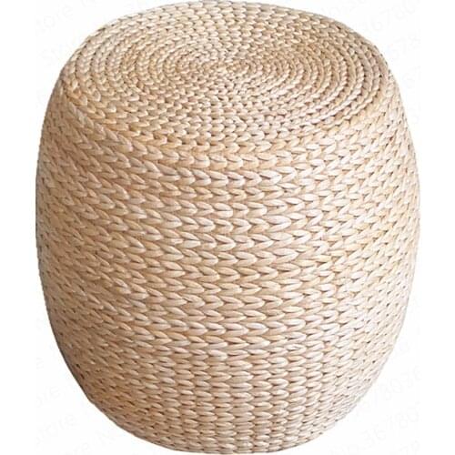 Solid Wood Simple Small Bench Straw Rattan The Round for Shoes Bench Cushion Stool Home Sofa Bench Bar Stool Banco Madera