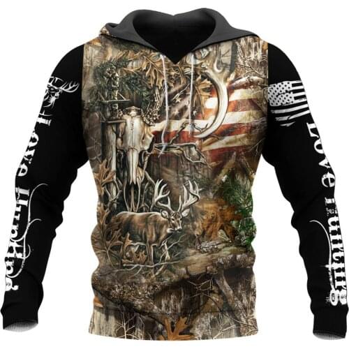 Drop shipping Deer Hunting Animal 3D All Over Printed Mens Hoodie Harajuku Fashion Sweatshirt Unisex Casual Pullover KJ034