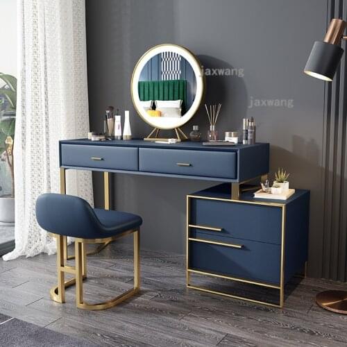 Nordic Vanity Dressing Table Home Dressers Bedroom Furniture Moveable Bedside Table with Mirror Wooden Dressing Table Cabinet
