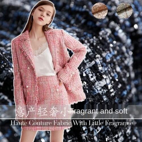 Light luxury European designer fabric small fragrance fashion fabric coat windbreaker bag woolen tweed soft fragrant fabric