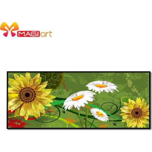 Cross stitch kits Embroidery needlework sets 11CT water soluble canvas patterns 14CT Flower yellow chrysanthemum-NCMF100