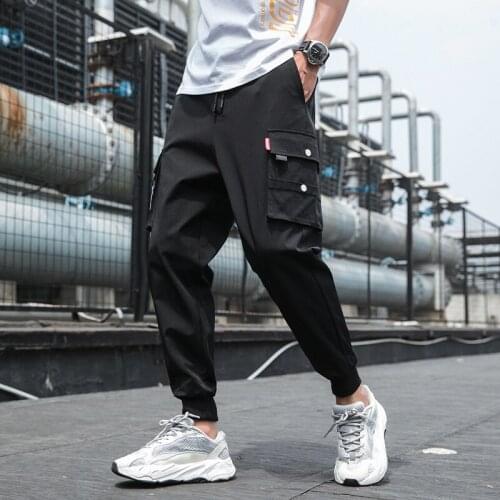 Japanese streetwear winter overalls solid loose tooling tactical safari harem pants sweatpants men wide leg cargo pants autumn