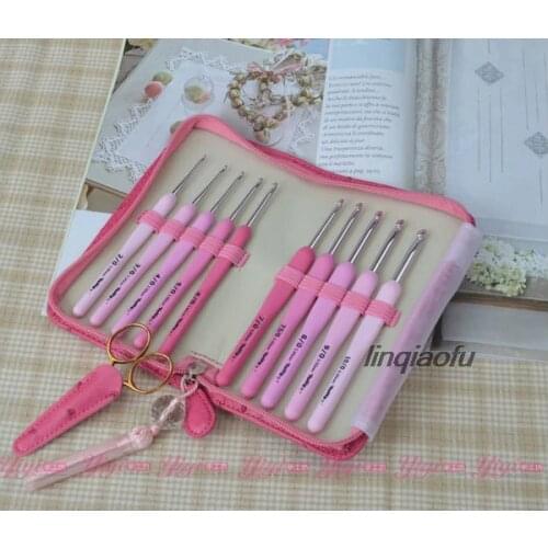 Japan imported rose pink crochet, high-end sewing crochet set