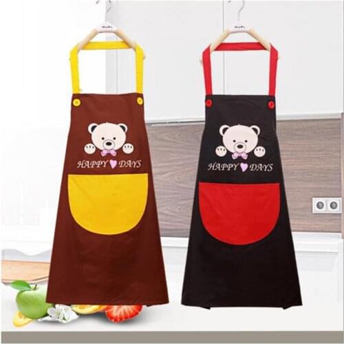 2019 New Bear Cub Cartoon Kitchen Apron Waterproof Oil Dispensing Mate Cooking Waterproof Oily Oil Adult H-Type Apron