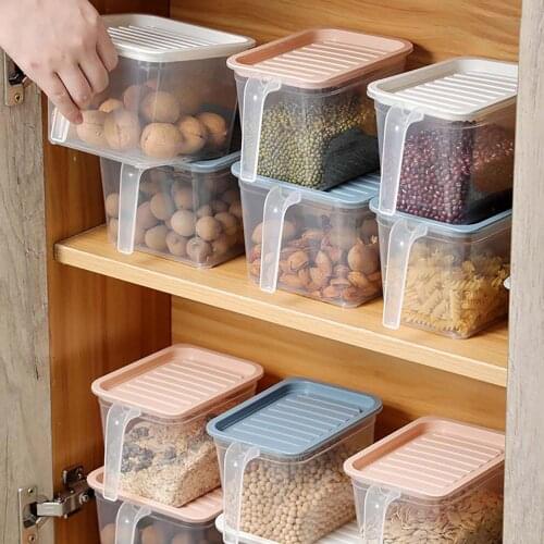 1PCS Food Kitchen Transparent Storage Box Sealed Jar Grains Beans Storage Organizer Food Containers Refrigerator Storage Boxes