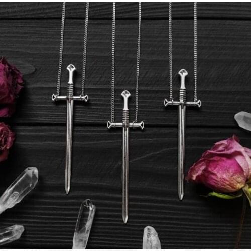 1pc Silver Sword Dagger Pendant Necklace Pagan Wiccan Jewelry