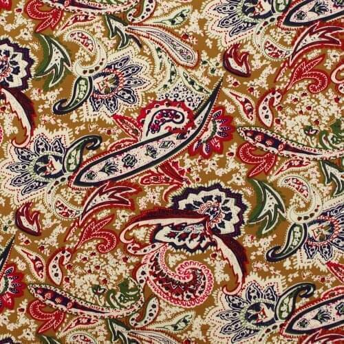 1 Yard Cotton Poplin Fabric for Sewing Patchwork, Dress, Cloth - Paisley Flowers (width=140cm)